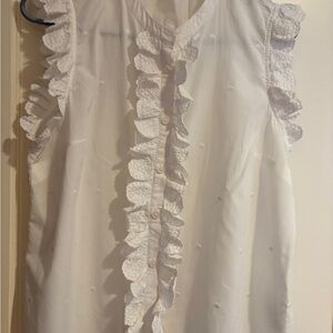 White Ruffled Sleeveless Top